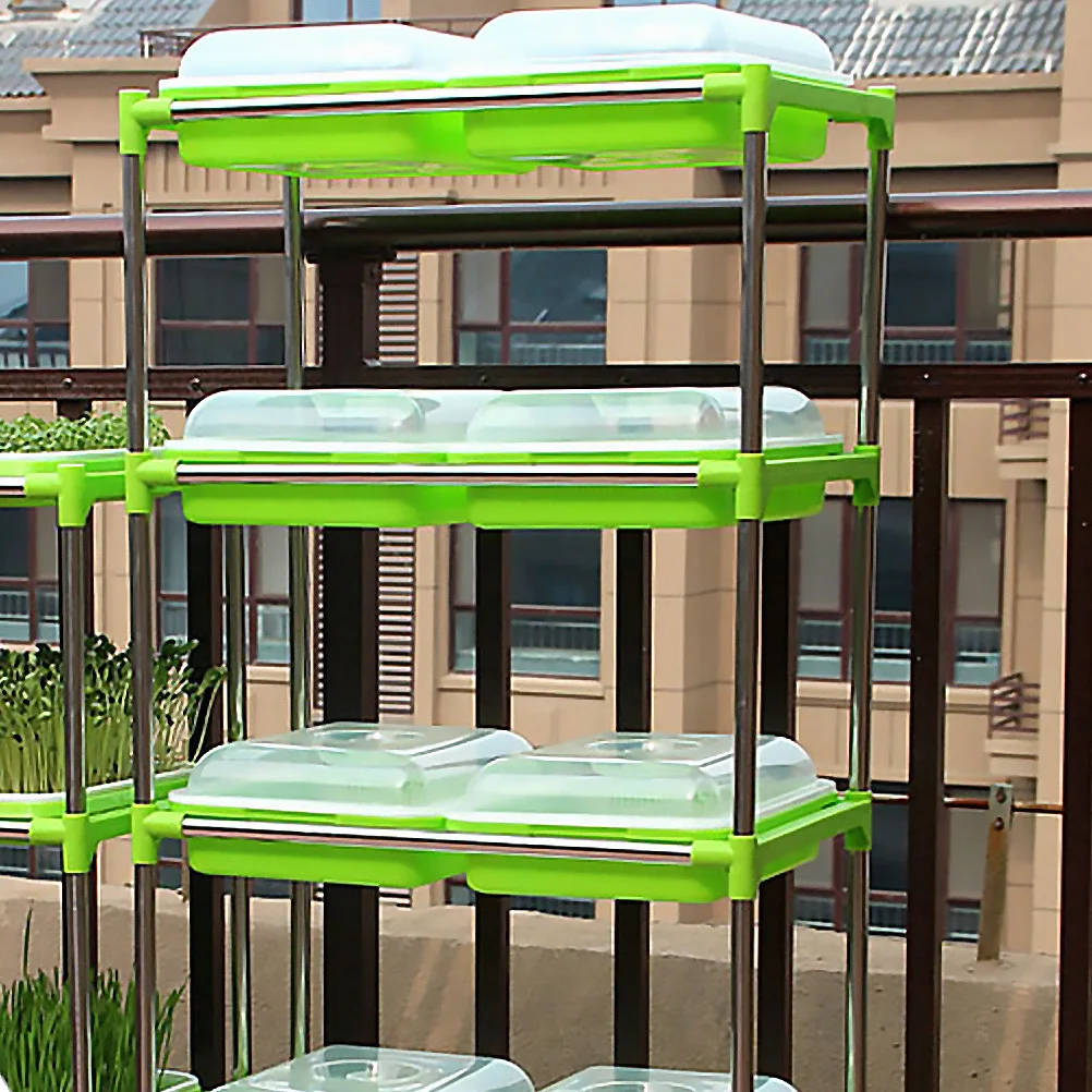 

2Sets Sprout Trays High Quality Soil-Free Seed Germination Kit for Wheatgrass Mung Bean Soybean Starter Tray with Lid Moisture