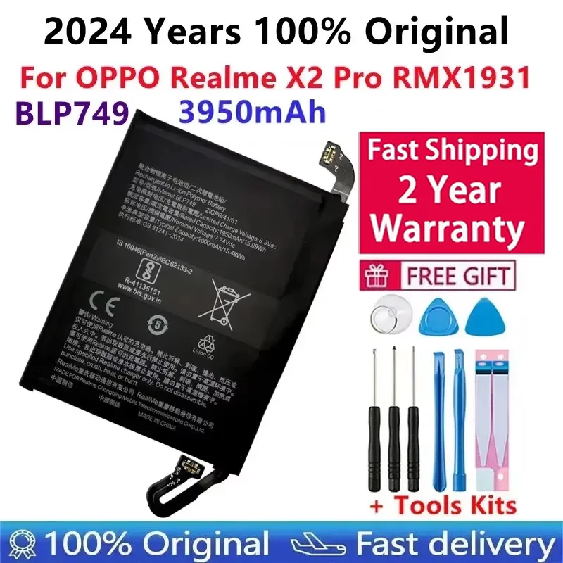 

2024 Original Phone Replacement Battery, 3950mAh, BLP749, OPPO Realme X2 Pro, RMX1931, 3950mAh, 100% New, High Quality