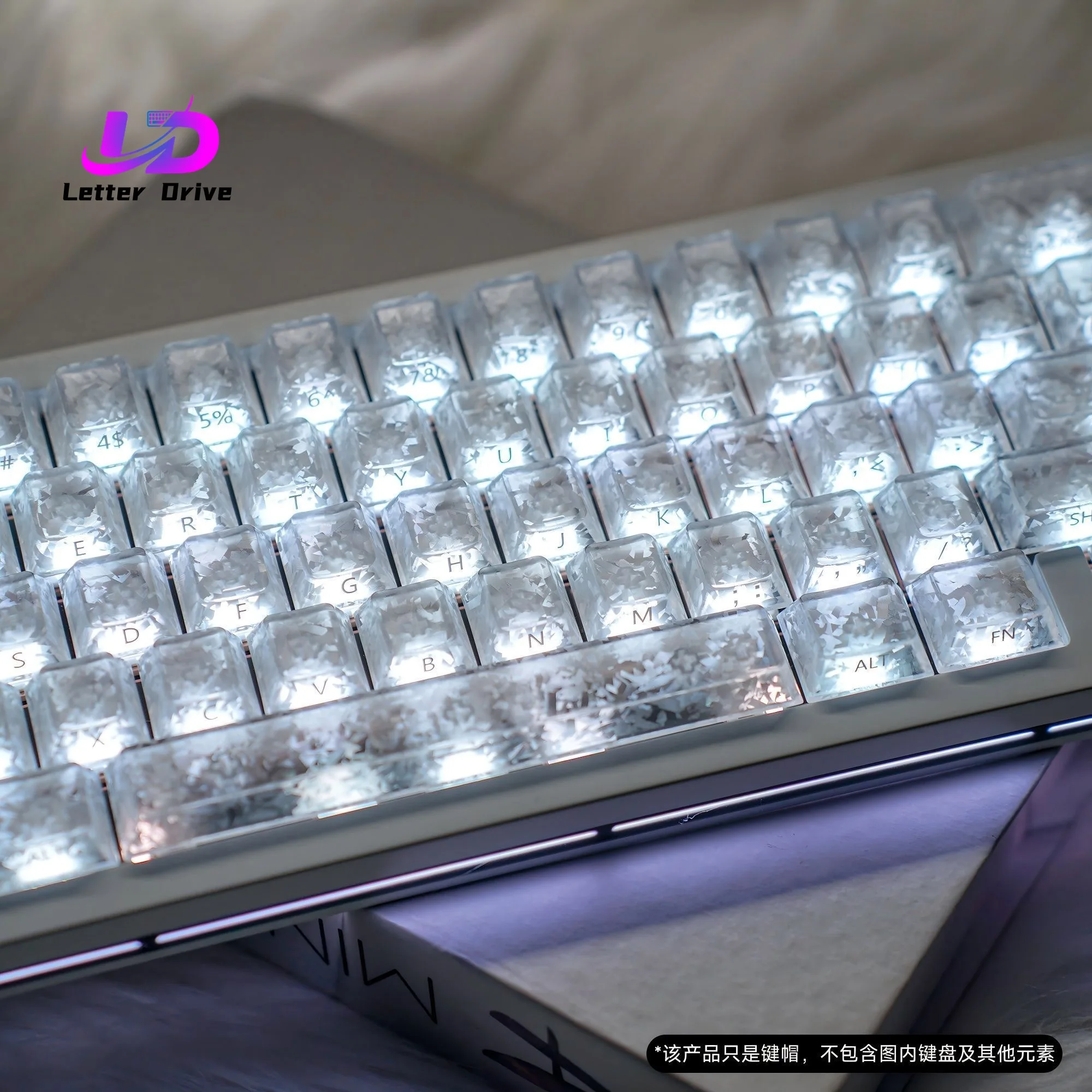 Carbon Fiber Pattern Translucent PC Keycaps Top & Side-Legend RGB Compatible Custom Gaming for 61/68/75/87 Mechanical Keyboard