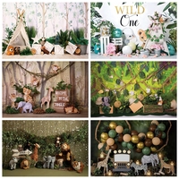 Wild One Photography Background Safari Jungle Animals Boy 1st Birthday Party Cake Smash Decoratio Backdrop For Photo Studio