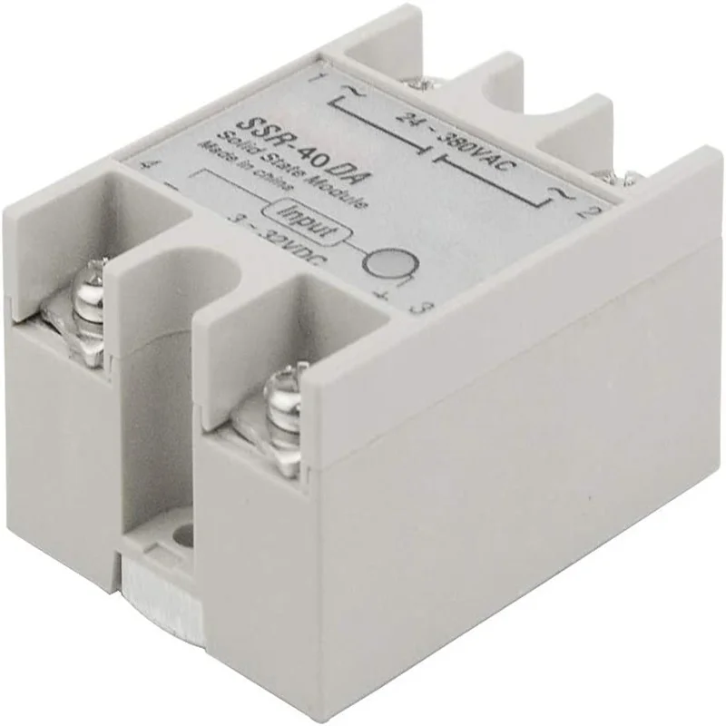 SSR-40DA Single-Phase DC Solid State Relay Module Load 24-380VAC Controlled Module Input 3-32V DC for Industrial Automation