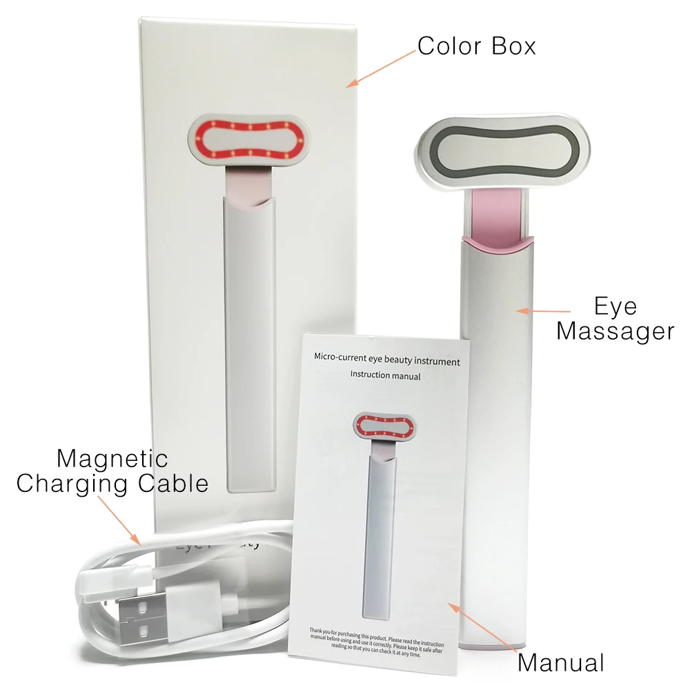 (리프트 & 탄력, 잔주름 감소) 마이크로커런트 마사지 완드 컬러 라이트 테라피 + EMS 기능을 갖춘 홈 아이 리쥬버네이션 디바이스