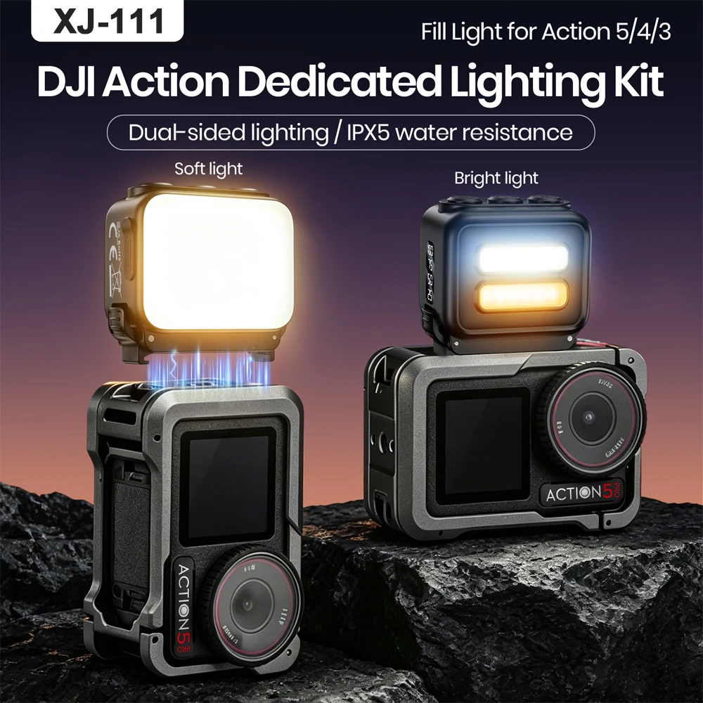 Portable Two-Sided Pocket Light 1100mAh Five Brightness Levels IPX5 Rechargeable Pocket4pro Action Camera Fill Light