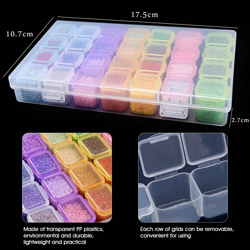 Plastic Storage Organizer Multicolor for Crystal Beads Earrings Rhinestones Jewelry Storage Adjustable Box Container Organizers