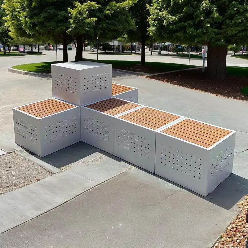 Outdoor stainless steel flower box seat stool combination park square sales department rest stool outdoor