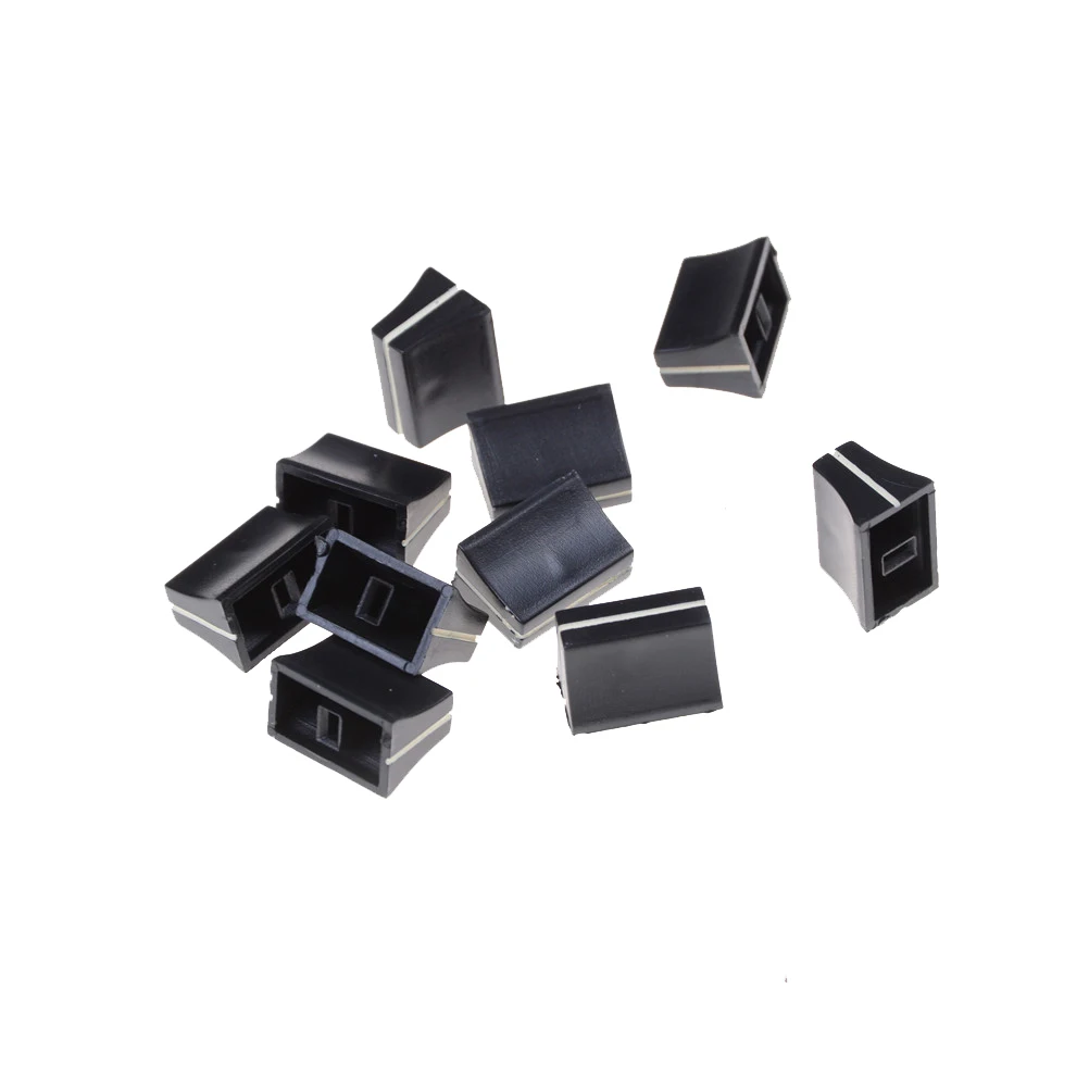 Quality 10pcs Black Slide Potentiometer Mixer Fader Knob 19mmLx12mmW for 4mm Shaft WF Switch Cap