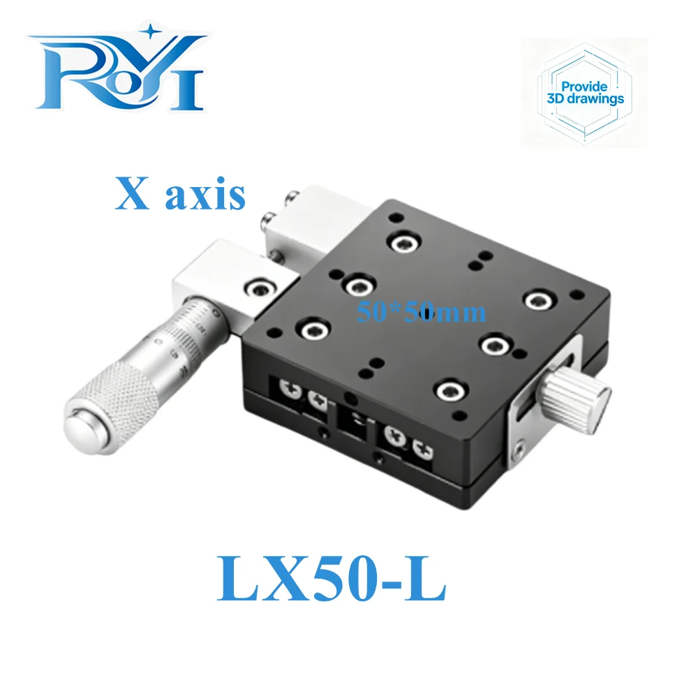X Axis 50mm LX50L LX50-C LX50-R Knob Micrometer Sliding Stage Cross Guide Rail Type Platform Manual Displacement Sliding Table