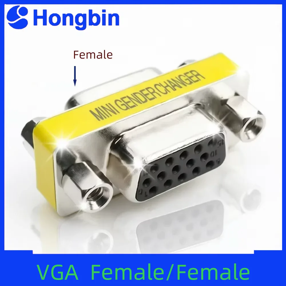 VGA Female to Female Converter Head 15-Hole to 15-Hole Adapter Plug Extension Connector for Video Line