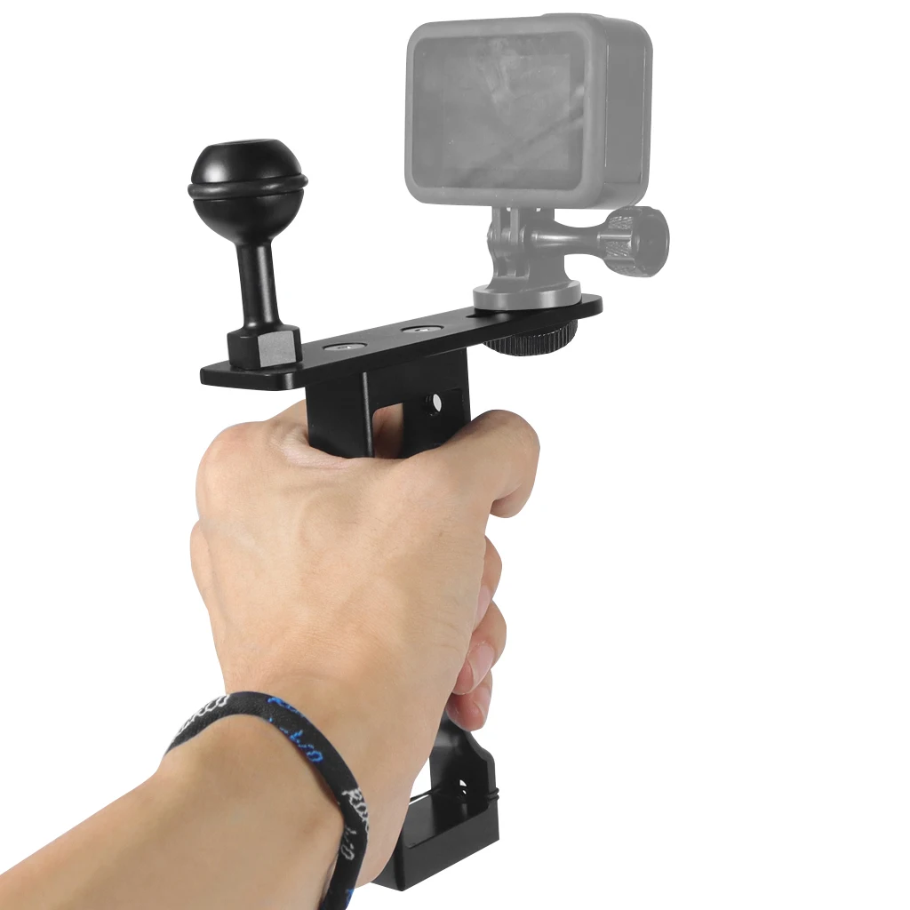 CNC Aluminum Handheld Selfie Stick Hand Diving Grip Monopod Bracket Mount for Gopro Underwater Camera housing Case Handle Tray