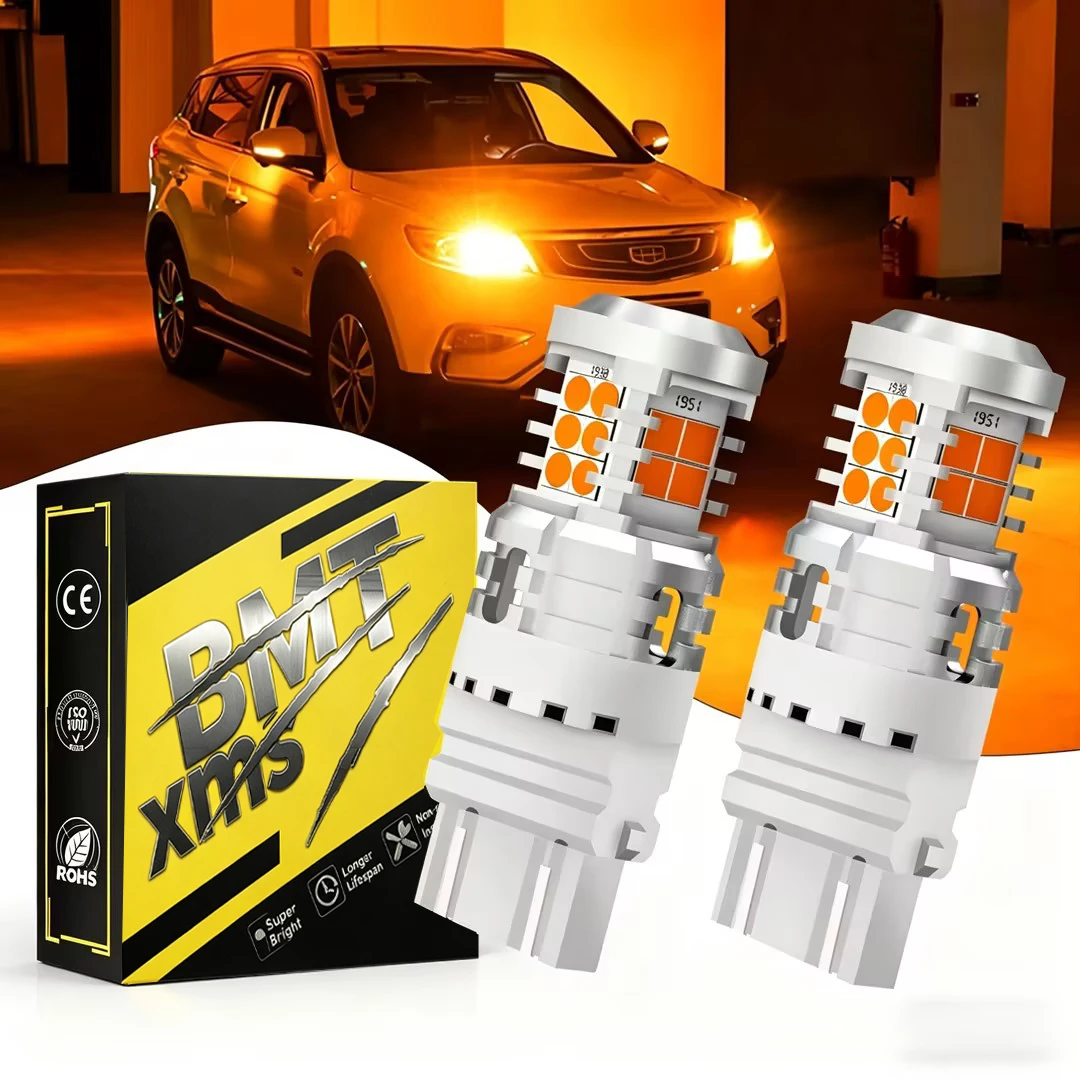 

Светодиодная лампа BMTxms Canbus T25 3156 3157 3457 P27W P27/5W янтарно-желтого цвета W21W WY21W 7440 для указателей поворота для Jeep, Ford, Subaru, Dodge