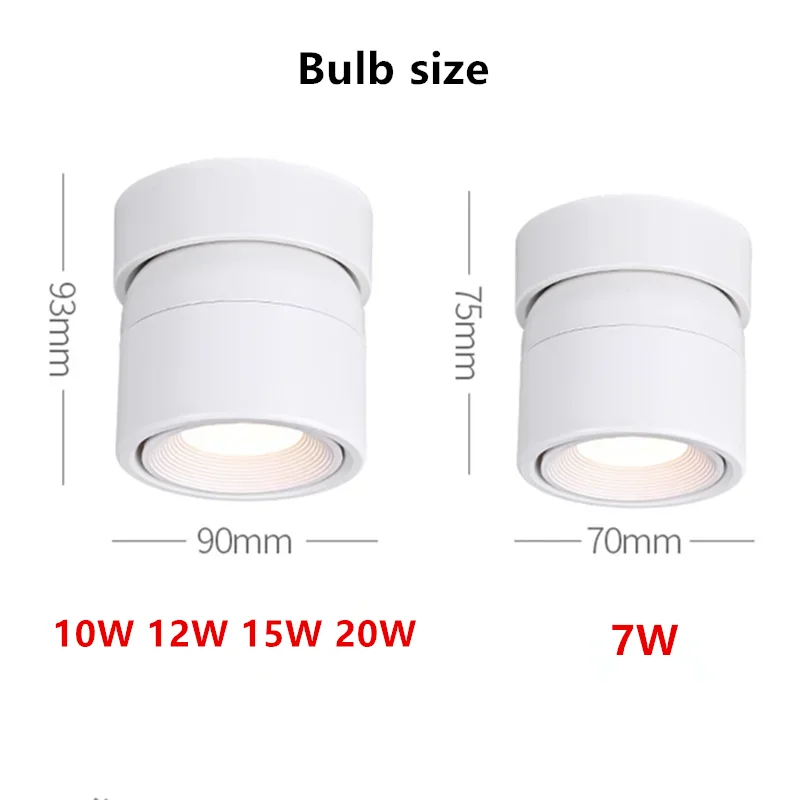 360 ° Rotatable And Foldable LED Downlights Dimmable 7W10W12W15W20W Surface Mounted Ceiling Lamp COB Spotlight AC85V-260V CRI 98