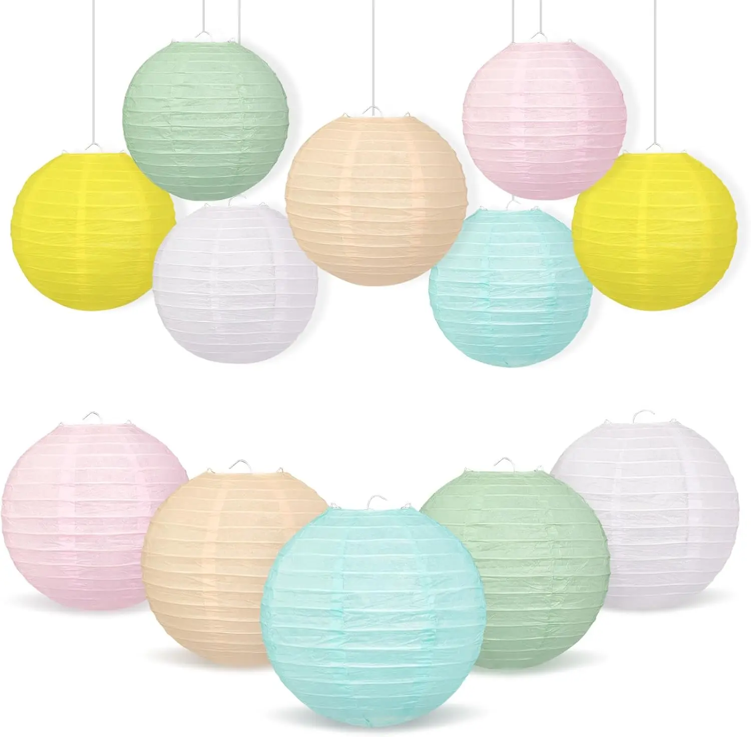 

12 Pcs 10" Pastel Paper Lanterns for Party, Wedding & Classroom Decor