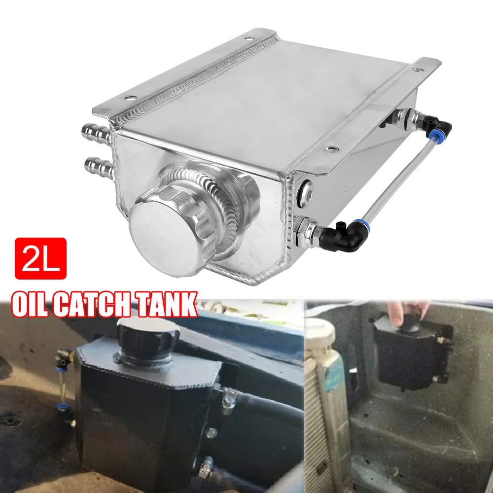 

Fuel Gas Catch Can Overflow Reservoir Tank Aluminum Alloy Coolant Radiator Universal Car Oil Catch Tank Auto Accessories 2L