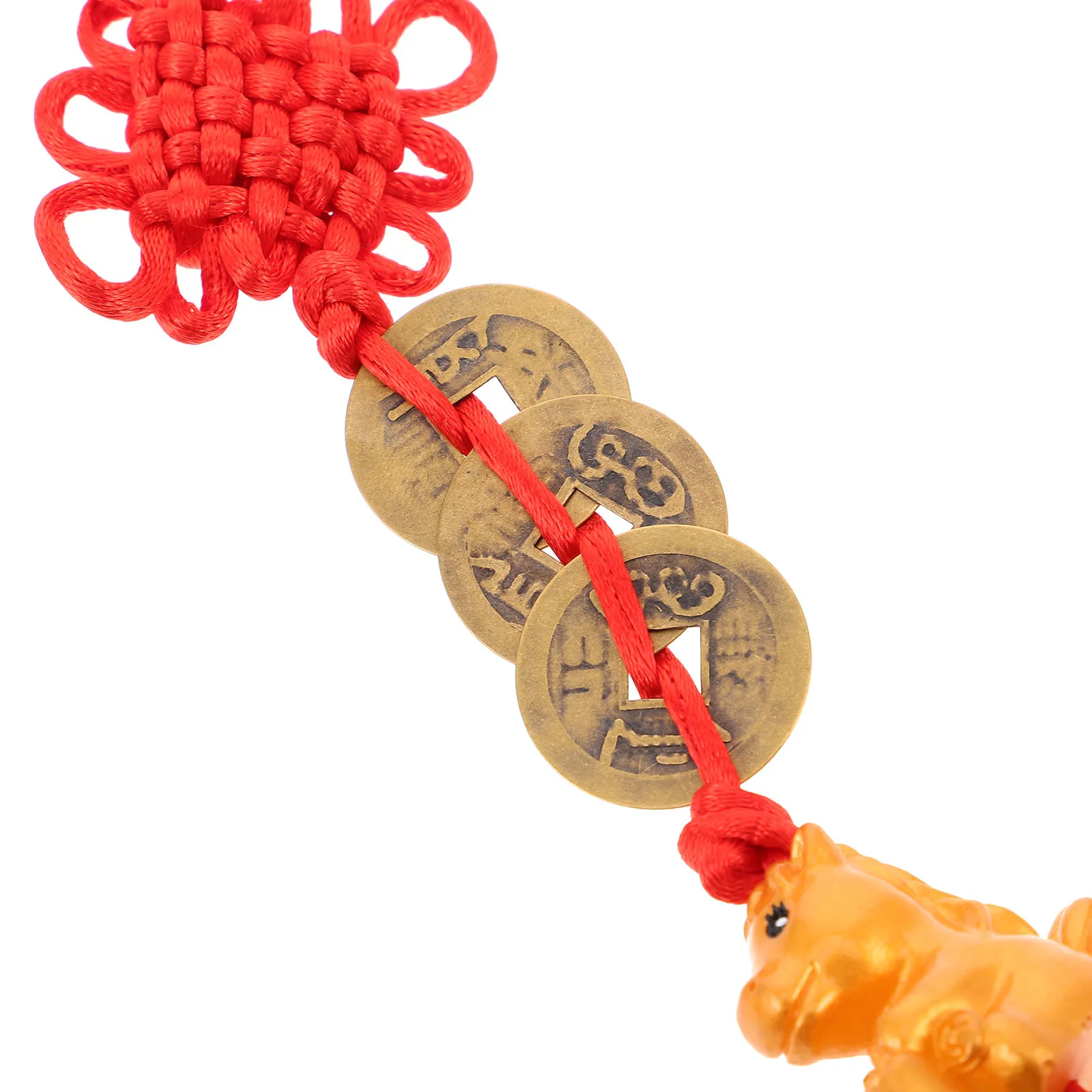 4 шт., китайский кулон Lucky Horse, фэншуй, пять императорских монет, амулет для автомобиля, дома, офиса, весеннего фестиваля, украшение, удача