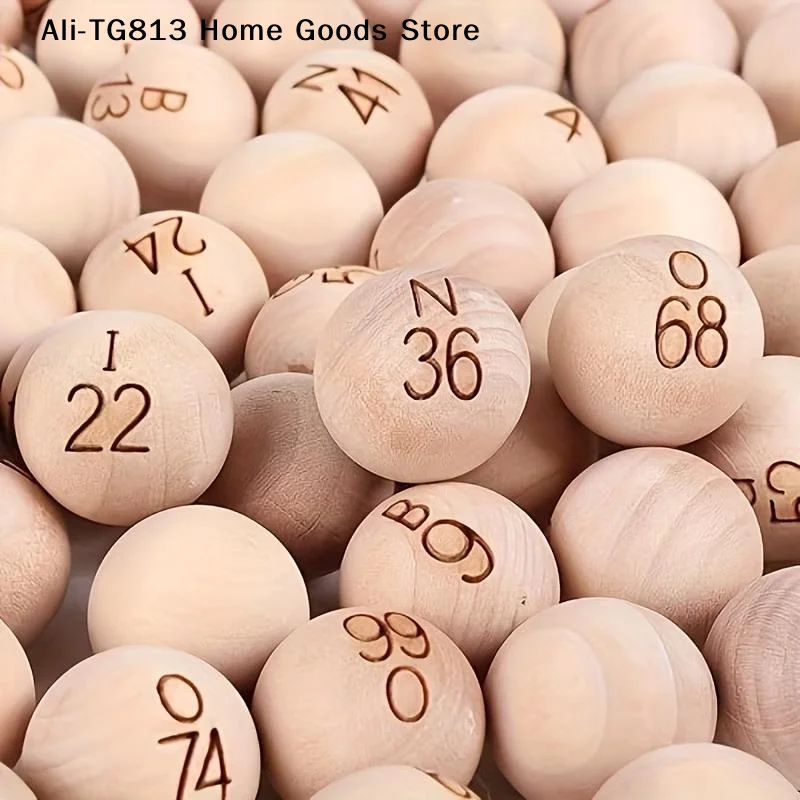 [TG813]75Pcs Natural Bingo Balls With Engraved Letters And Number Reusable For Game Parties Family Gatherings Smooth