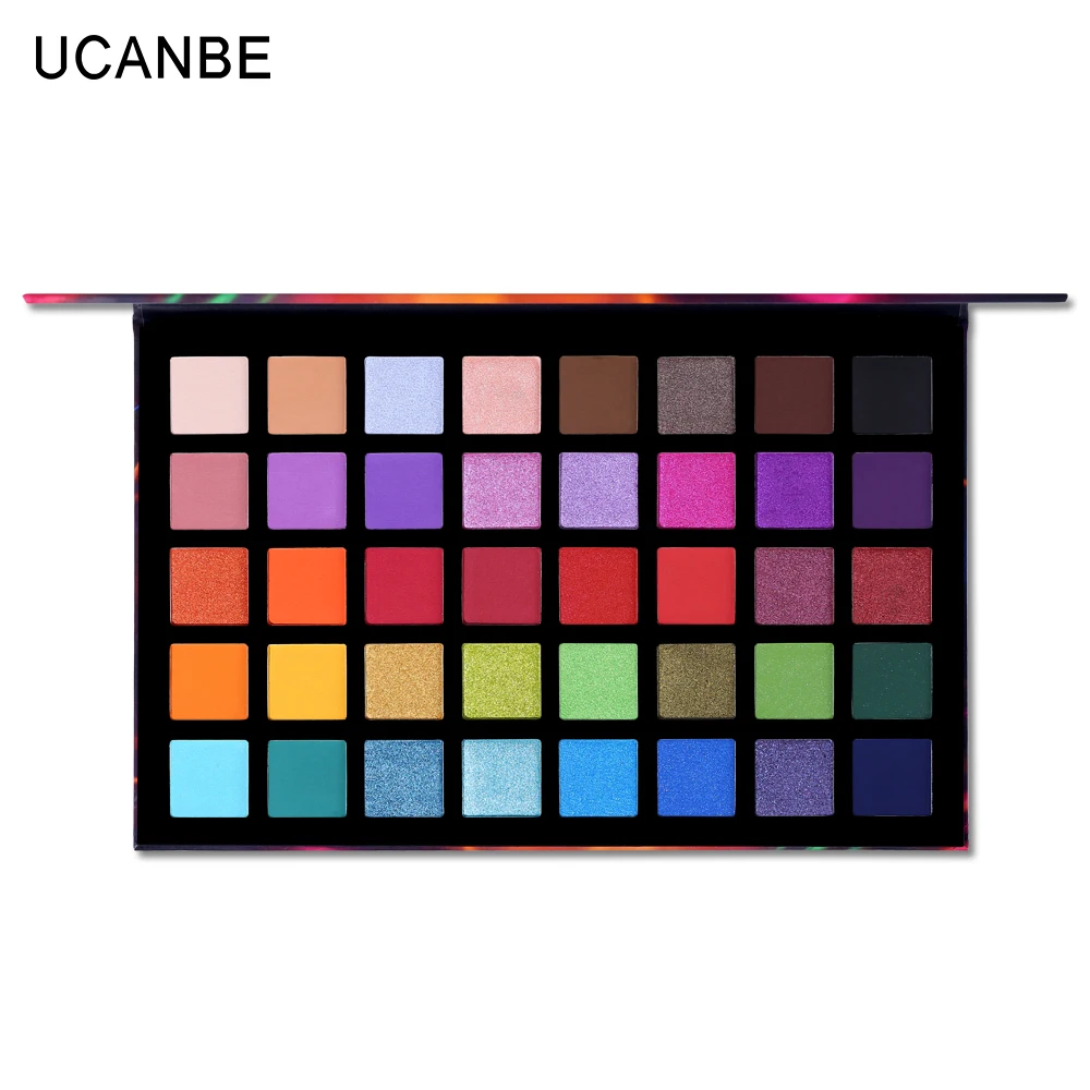 UCANBE-paleta de sombras de ojos Spotlight, 40 colores, brillo, mate, polvo pigmentado, comprimido, Kit de maquillaje