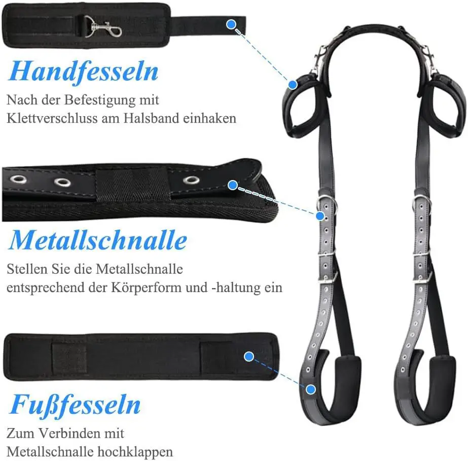 BDSM Sex Handcuffs Restraints Open Leg Ankle Cuffs SM Bondage Harness Bed Bandage Straps Slave Sex Toy Erotic Accessories Kits view 6