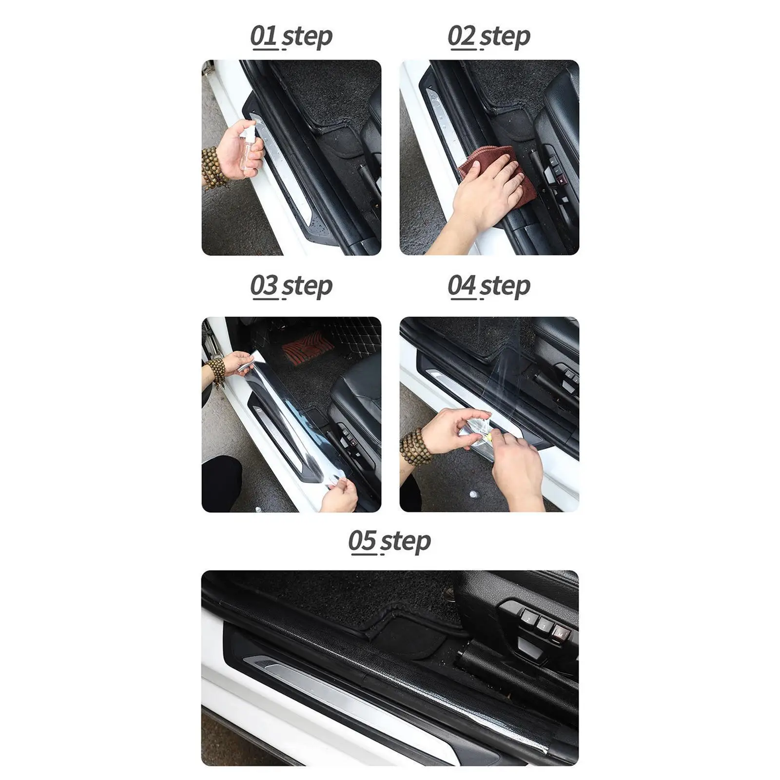PVC Car Door Sill Guard Protection Film Tape Transparent Anti Collision Edge Shield for Vehicle