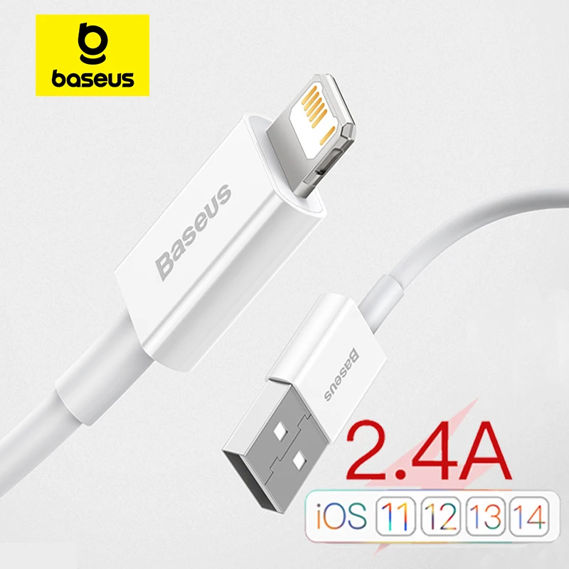 Baseus USB Cable For iPhone Cable 11 12 Pro Max Xs Xr X SE 8 7 6 Plus 6s Data Wire Cord Fast Charger Cable For iPad Air mini 4