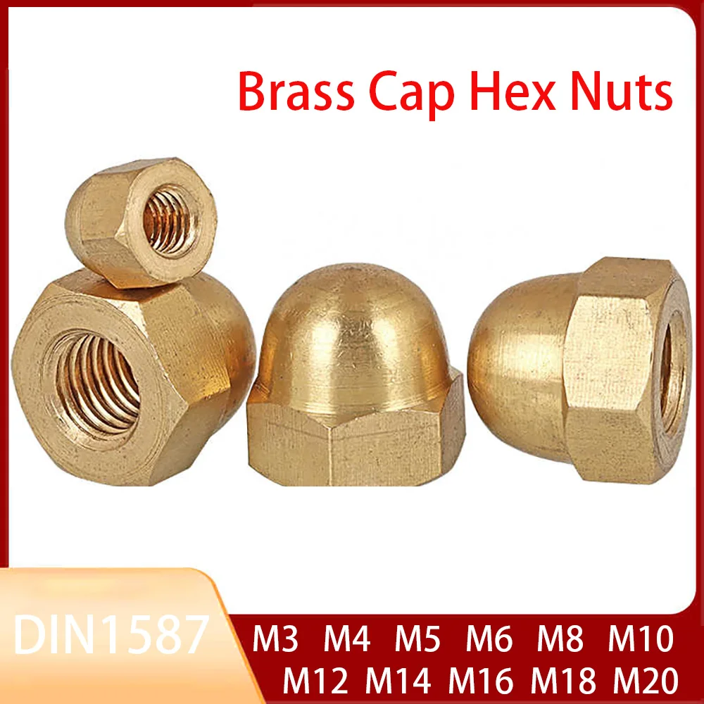 

DIN1587 M3 M4 M5 M6 M8 M10 M12 M14 M16 M18 M20 Brass Cap Hex Nuts Decorative Dome Head Cover Semicircle Acorn Nut