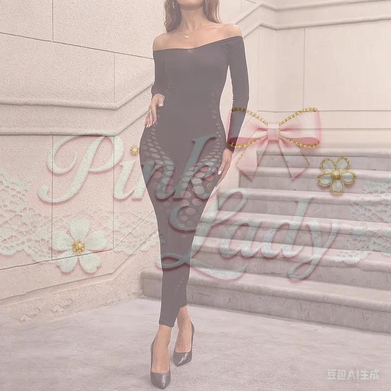 

2025 сексуальные кружевные прозрачные женские комбинезоны с длинными рукавами и вырезом на шее, одна одежда