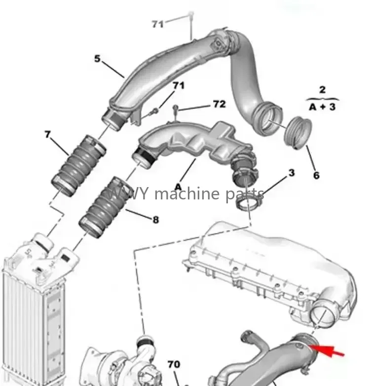 

Air Intake Turbo Hose 1440Q6 for Peugeot 308 408 3008 5008 207 508 RCZ 1.6 16V Citroen C4 C4L C5 III DS5 Picasso