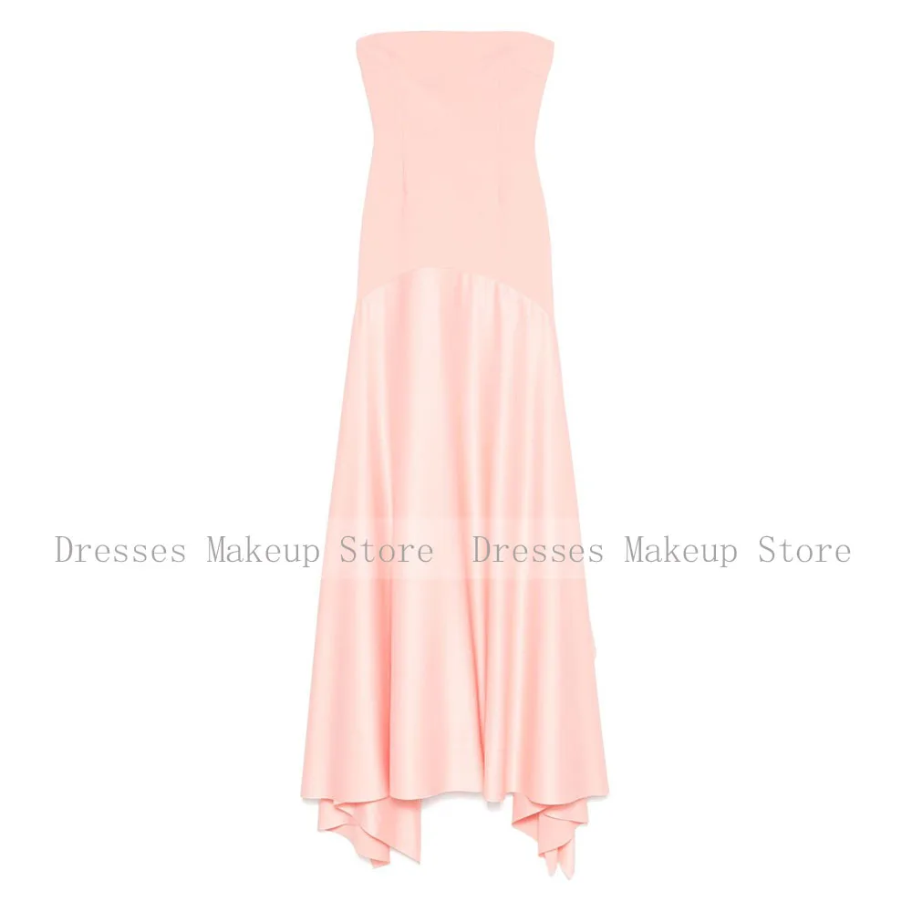 Customized Women's Wedding Guest Dresses Light Orange Mermaid Formal Party Gowns Back Slit Strapless Simple Evening Dress Long image 4