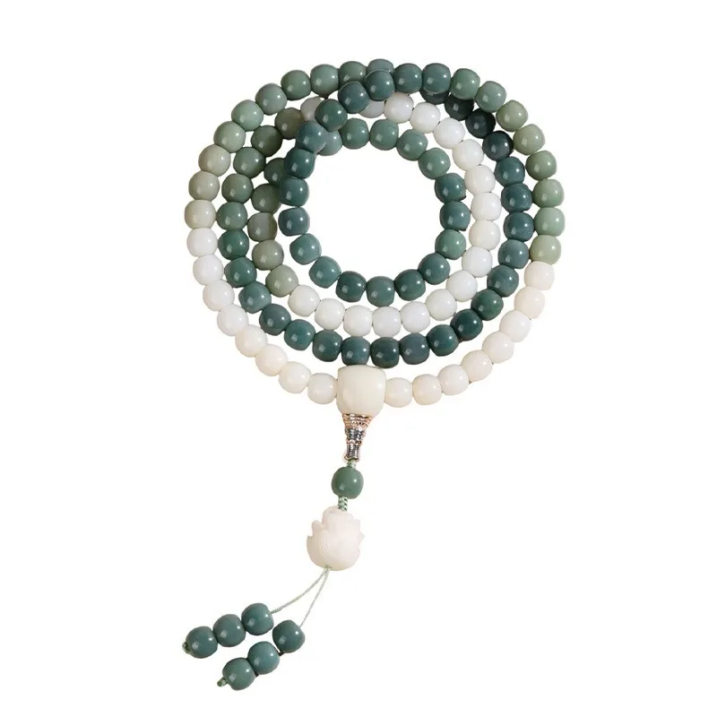 Gradient Green Barrel Bodhi Bracelet 108 Beads New Chinese Style Fresh Buddhist Prayer Bead Bracelet Gifts