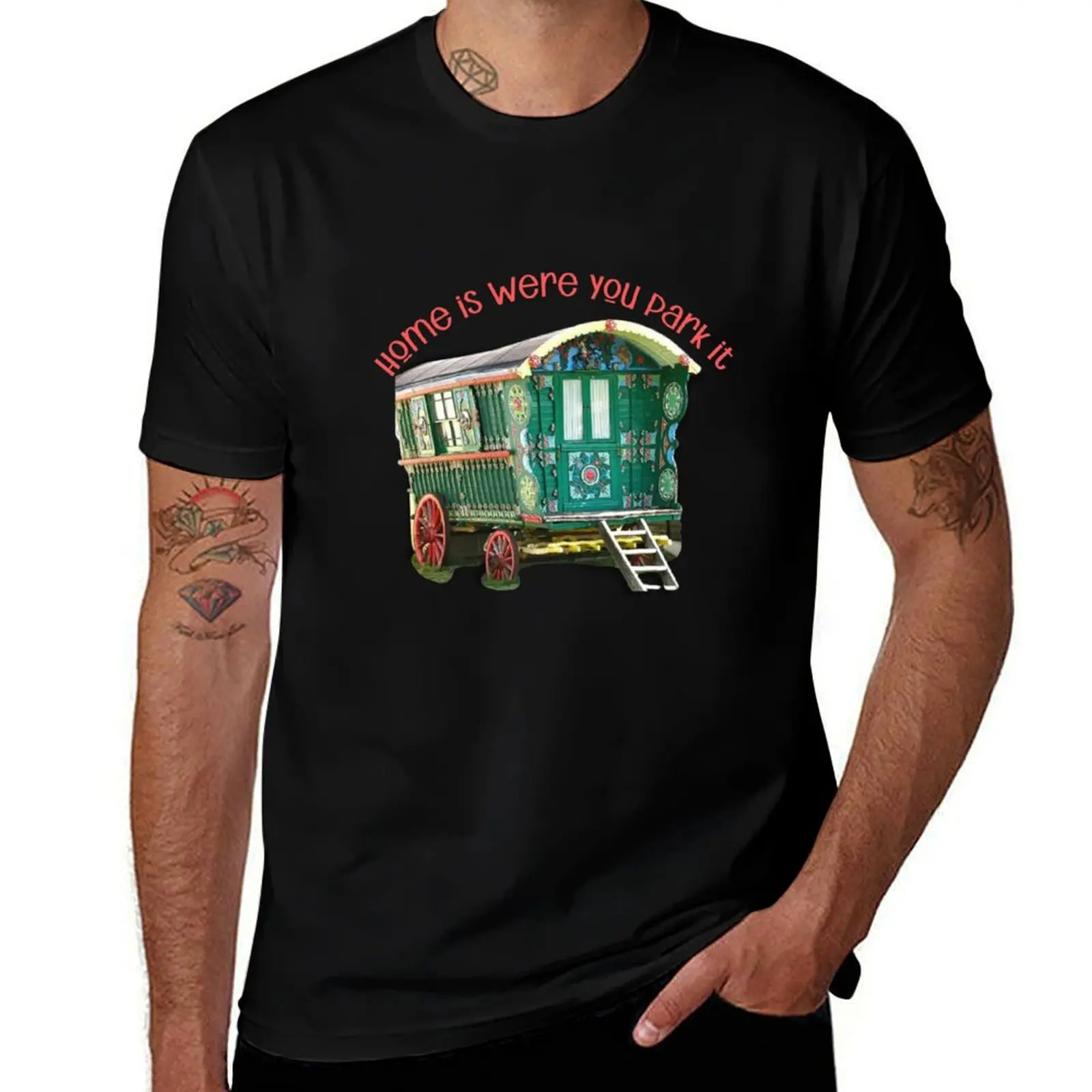 

gypsy ,wagon horse, vardo, home is were you park it T-Shirt anime t shirts oversize funny t shirts man T-Shirt