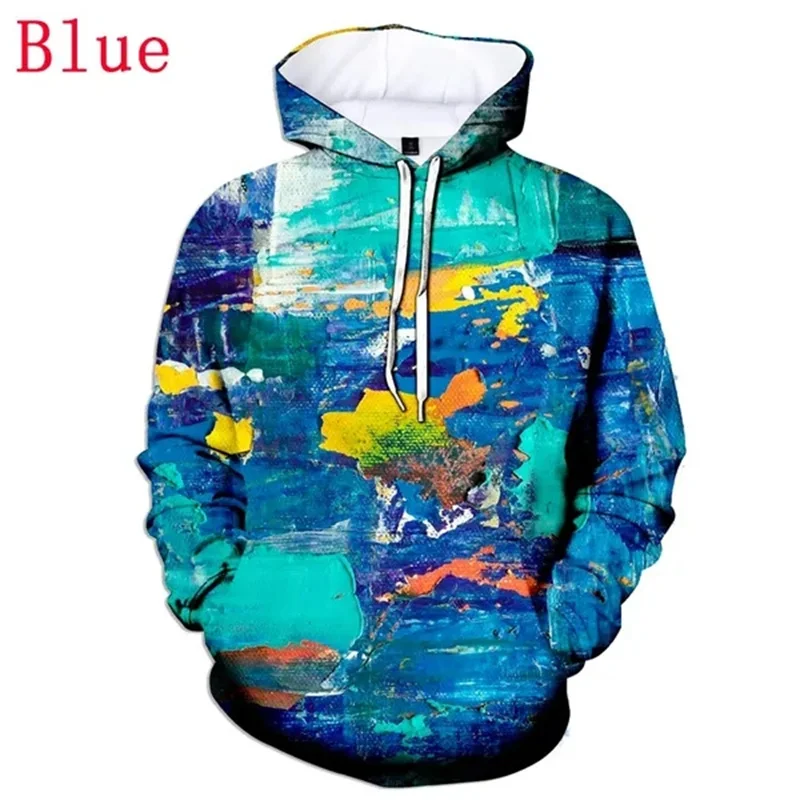 Kleur Painting Patroon Hoodies Voor Mannen Vrouwen Kleurrijke Pigmenten 3d Print Sweatshirt Casual Capuchon Pullovers Lange Mouw Losse Top