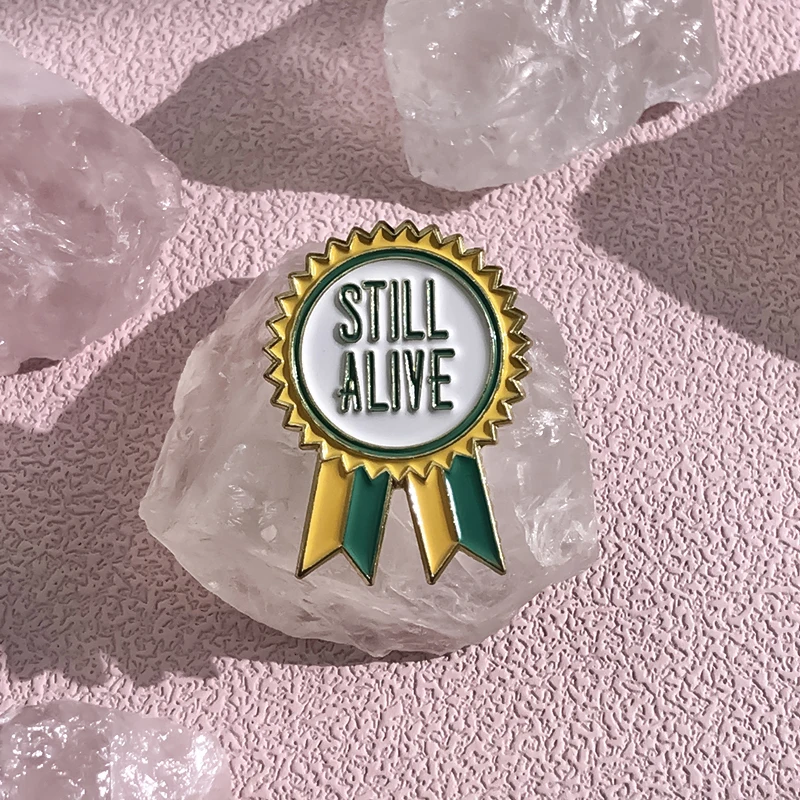 Creative Medal Shaped Enamel Pins Mental Health Positive Words Lapel Badge Accessories Clothes Backpack Brooches Jewelry Gift