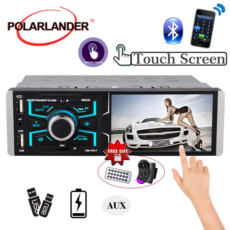 1 Din 4,1 Zoll MP5-Player Autoradio Bluetooth Audio Stereo AUX FM TF Karte Radiosender Multimedia Auto Touchscreen HD 4062TM