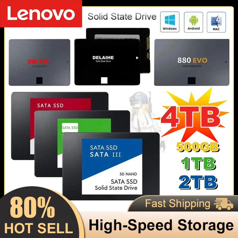 

Lenovo 4TB Solid State Disk SSD 880 EVO 500G 1TB 2TB Internal HDD Hard Drive Sata3 2.5 Inch For Laptop Microcomputer Desktop