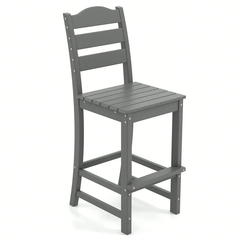 

Outdoor HDPE Bar Stool Patio Tall Chair Backrest Footrest All Weather