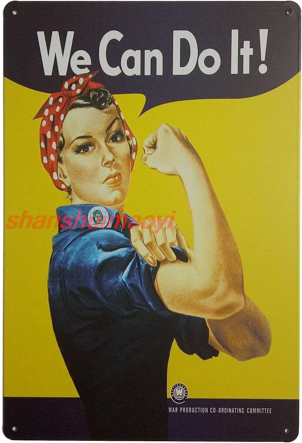 Eveokoki Pin-up Girl We Can Do It Retro Vintage Metal Tin Sign Poster Wall Art Pub Bar Decor 5.5 x 8 inches sign