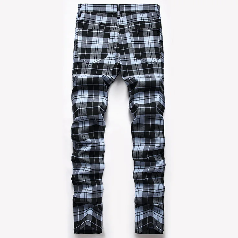 Wordt Kracht Street Wear Hoge Elastische Heren Chino Broek Plaid Slanke Mannelijke Business Casual Broek Pencial Gecontroleerd Broek Pantalone