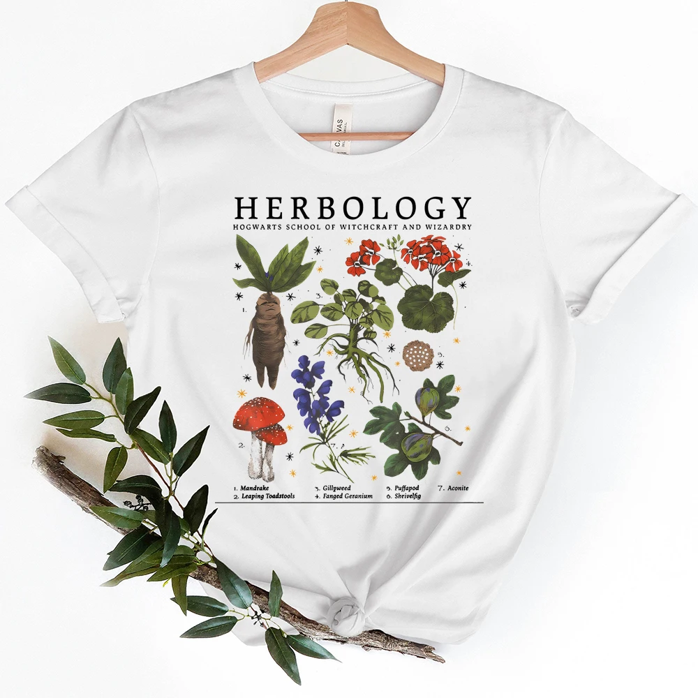 Plant Lover Wizard Pottery Tshirt Herbology Plants Colored Print T-shirtCamiseta Aesthetic Women Gardening Graphic Women Tee Top