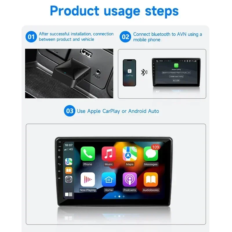 Chevrolet Trax 자동차 스타일링 무선 Carplay 및 Android 자동 AI 박스 2in1 미니 어댑터 플러그 앤 플레이 동글 고속 연결에 유선