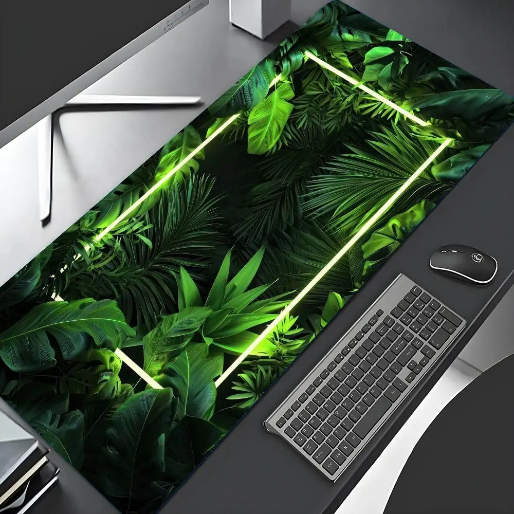 

Зеленый коврик для мыши с тропическими растениями, игровой 900x400, резиновый большой коврик для ПК, клавиатура для ноутбука, компьютера, скоростной настольный коврик, игровые аксессуары, коврик для мыши