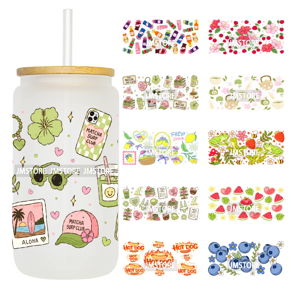 Coquette Energy Drink Matcha Latte 16OZ UV DTF Cup Wraps Ready To Apply Waterproof Transfer Sticker For Libbey Glass Can Tumbler