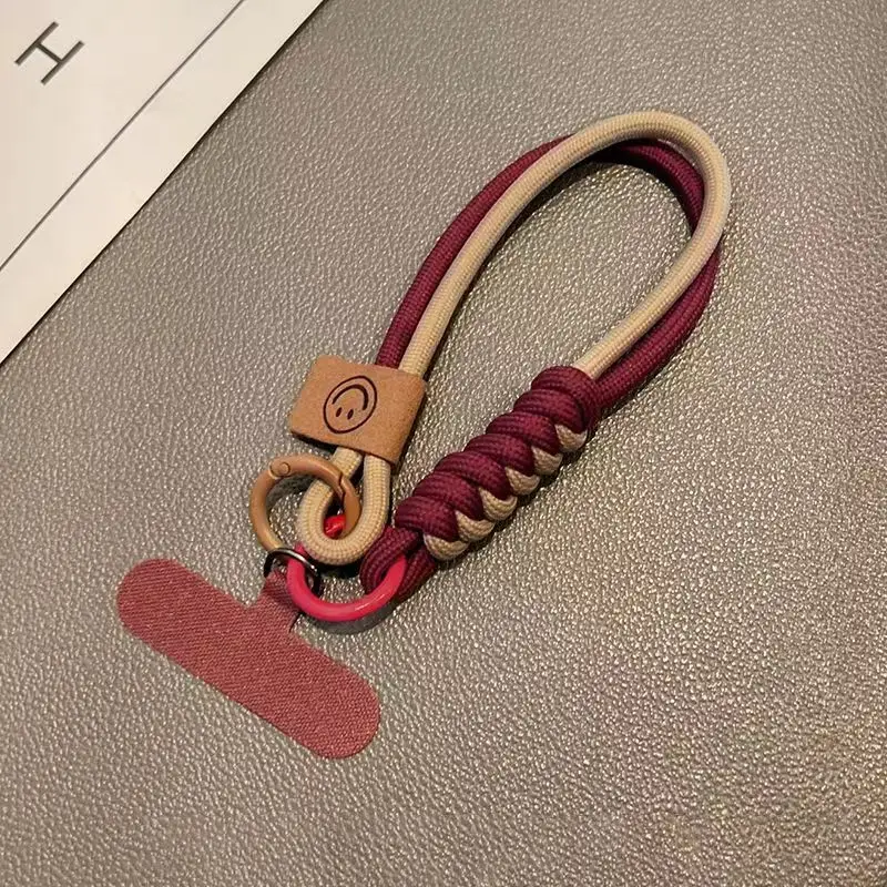 Phone Lanyard Wrist Strap Woven Color Block British Style Charm Drop Resistant Non Slip for Women Girls Lightweight Polyester