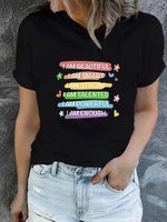 I Am Beautiful Smart Talented Powerful Enough Colorful letter Streetwear Plus Size T-Shirt Women Fashionable