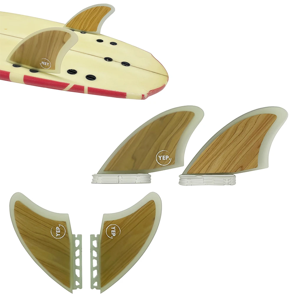 Bamboo Keel FIN Single Tabs/Double Tabs Surfboard Fins 2 pieces per set Fibreglass Double Tabs 2 Surfing Fins Twin tabs Quilhas