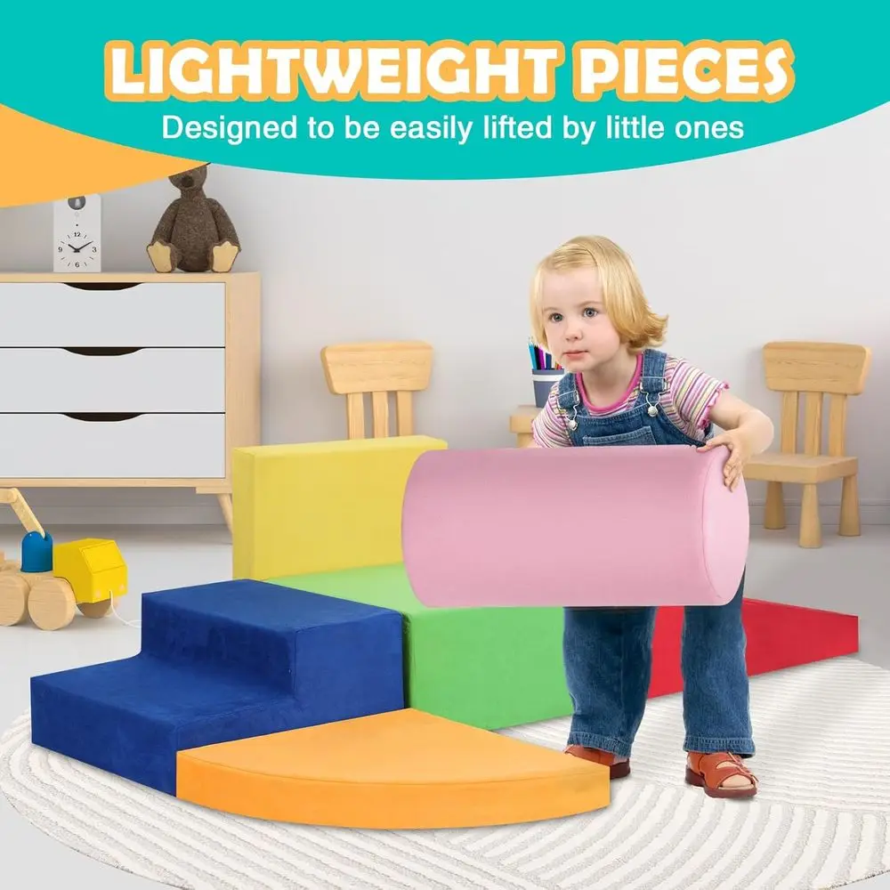Toddler Foam Climbing Blocks Set - 6-Piece Soft Play Gym for Indoor Playtime