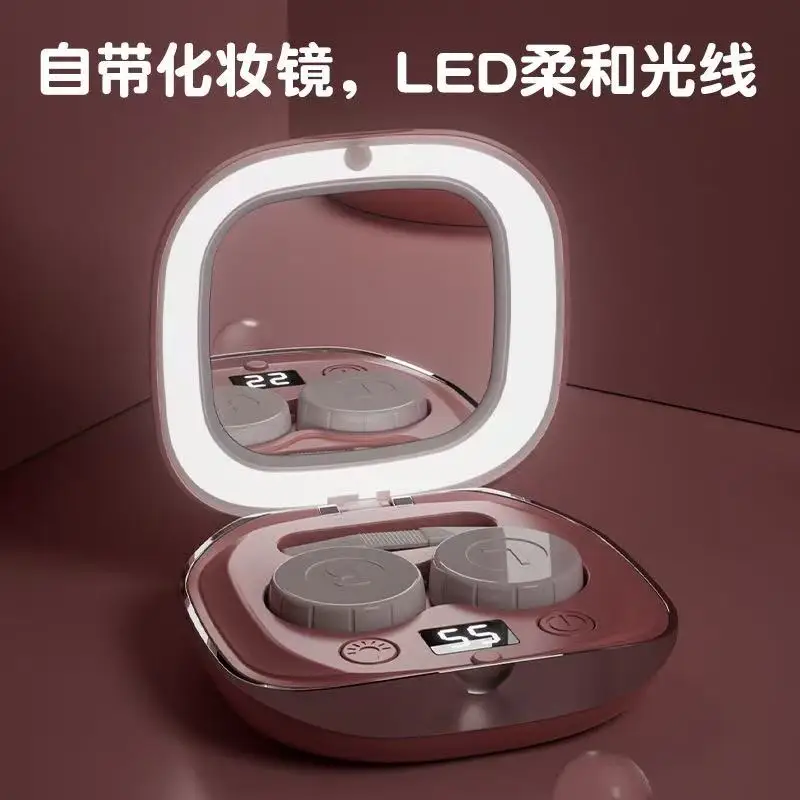 

2-in-1 Makeup Mirror & Sonic Wave Pulsating Cleaner, LED Light, Slim Portable Travel-Friendly