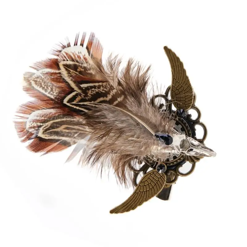 

A52E Gear Brooch Pin Vintage Wing Hair Clip Decorative Jewellery Steampunk Badges Pin