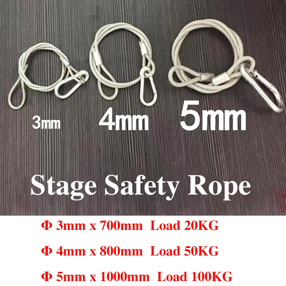 1Pcs Safety Rope Cable Diameter 3mm 4mm 5mm Thick Silver Steel Wire Protection Rope For Securite Lock DJ Stage Lighting Device