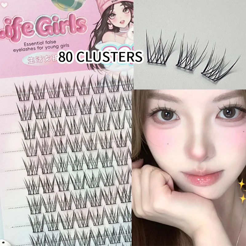 Ciglia finte senza colla Life Girls, tre gradini sul trucco, facilmente ingrandiscono gli occhi, simulano le ciglia finte, naturali sulla fotocamera