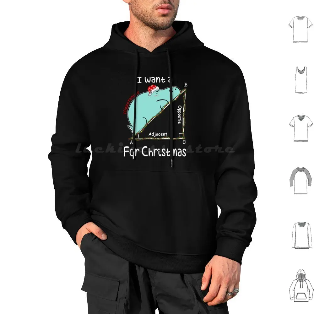 I Want A Hippopotenuse For Christmath Christmas Math Hoodies Long Sleeve Christmas Hippopotamus Math Teacher Algebra