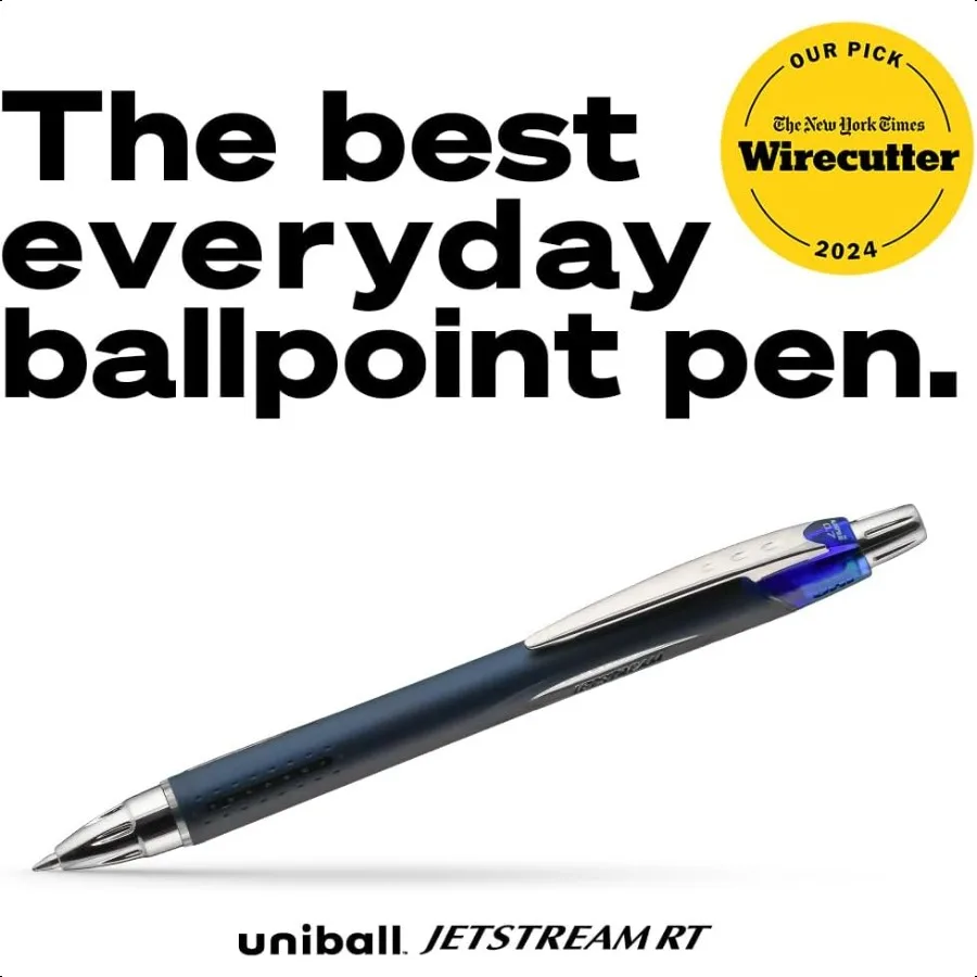 أقلام Jetstream RT NY Times Wirecutter أفضل قلم لحزمة أكثر من العقد مكونة من 4 أقلام ذات نقاط رفيعة سوداء مقاس 0.7 مم للعودة إلى المدرسة